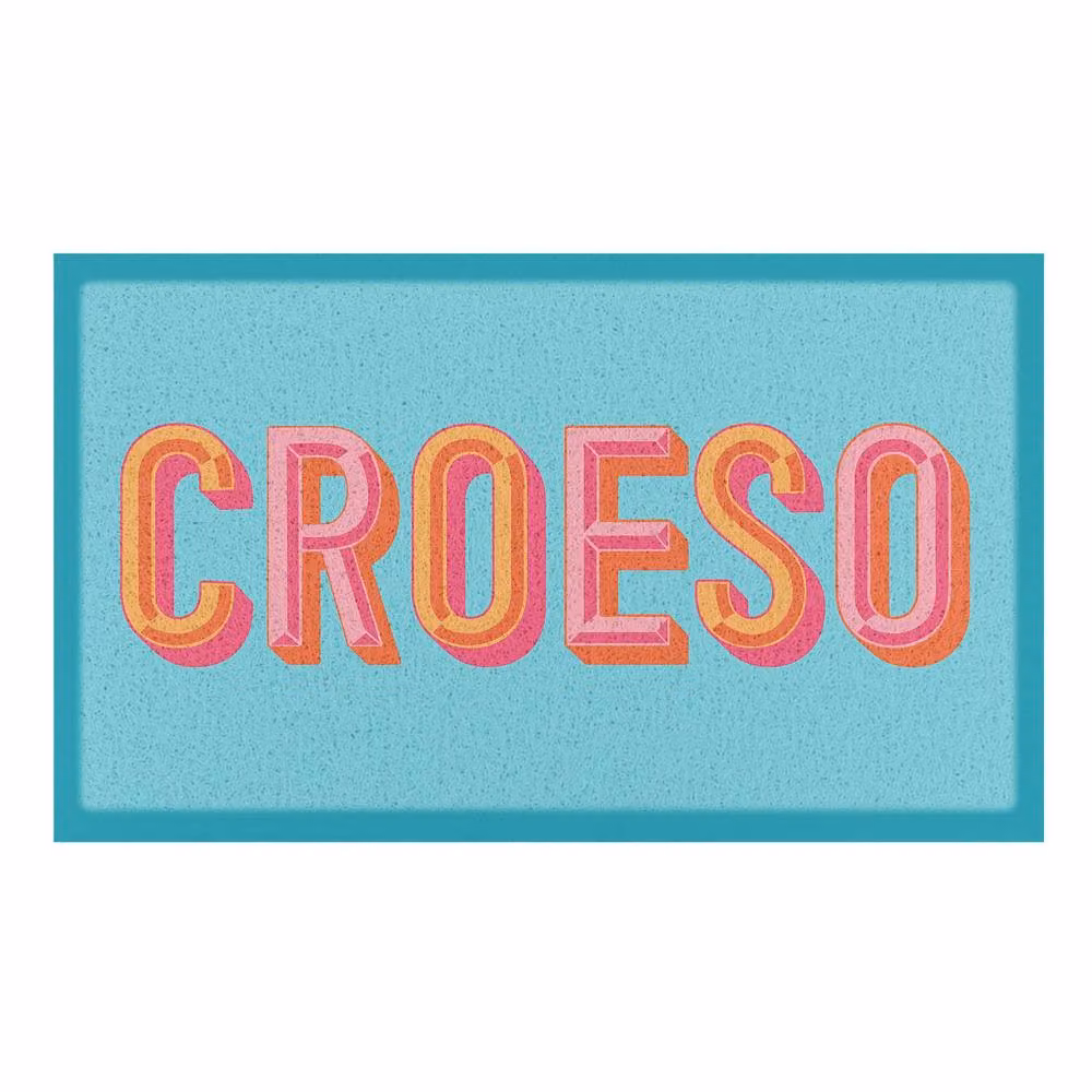 Artsy Mats Croeso Blue and Turquoise Indoor Outdoor Doormat, W/D/H: 70 x 40 cm – 2