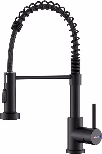 Appaso Matt Black Kitchen Tap with Pull Out Spray and 360 Degree Swivel Spout
