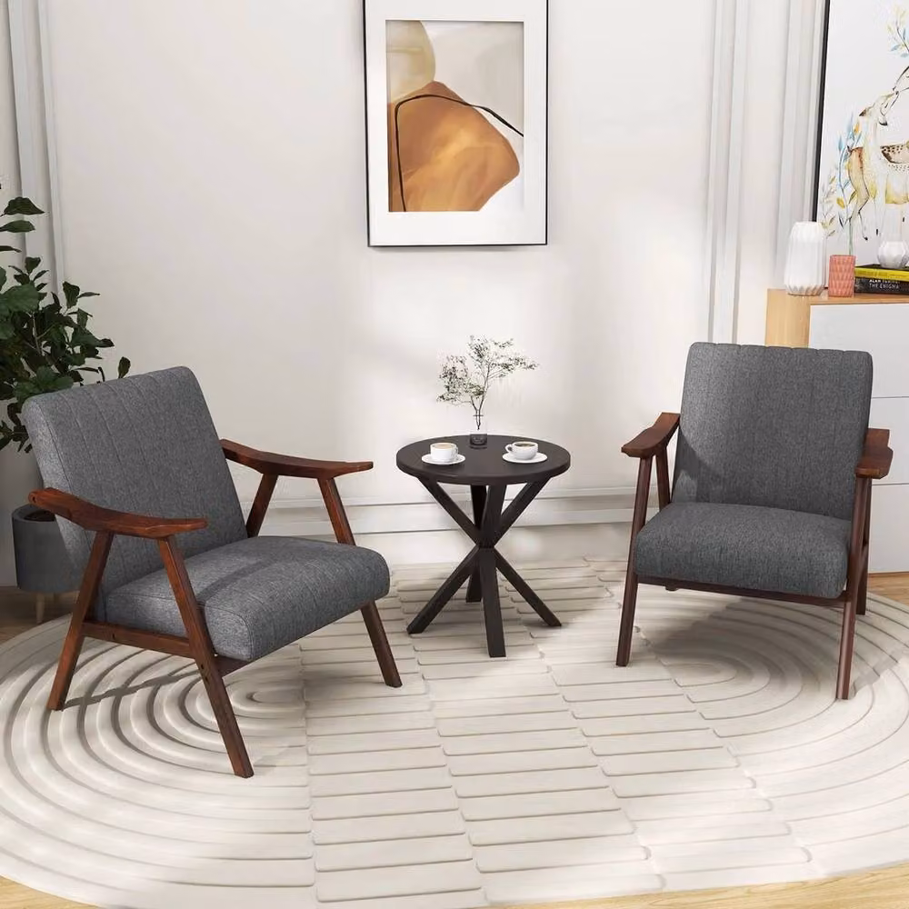 SPETLEK Contemporary Grey Accent Chair with Armrests and Solid Wood Frame – 7