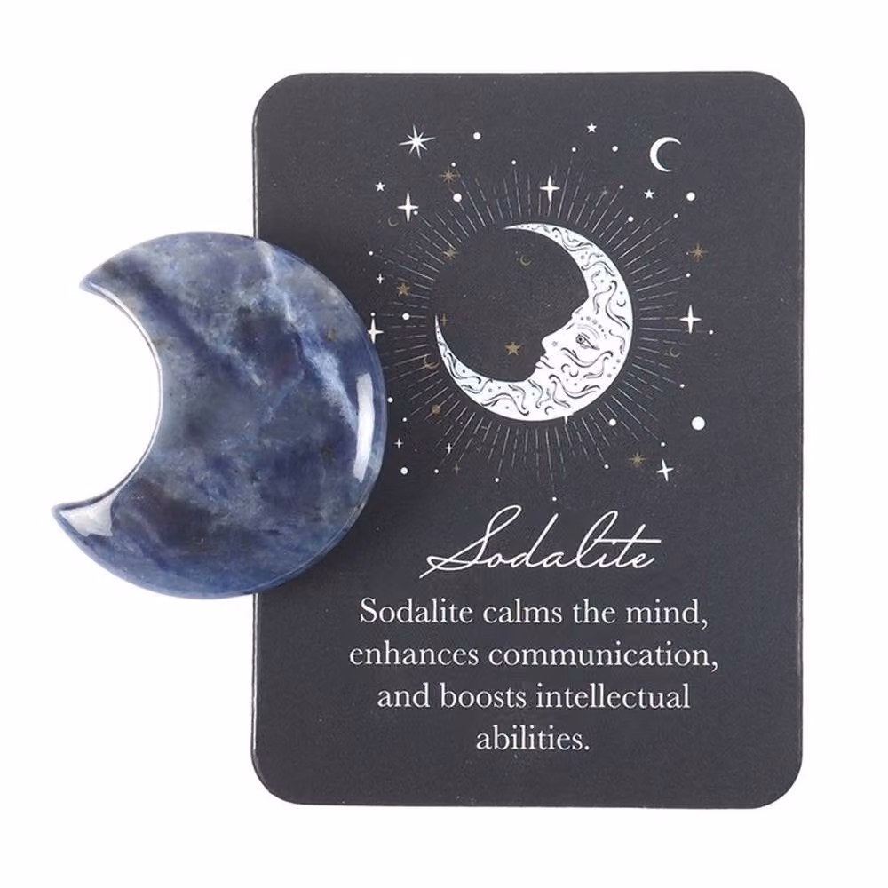 Uniqueful Sodalite Crystal Moon Keepsake Stone Gift Set in Blue – 3