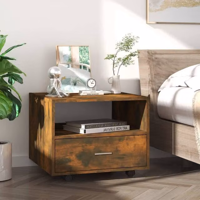 Berkfield Home Smoked Oak Decorative Coffee Table in Brown, W/D/H: 55 x 55 x 40 cm