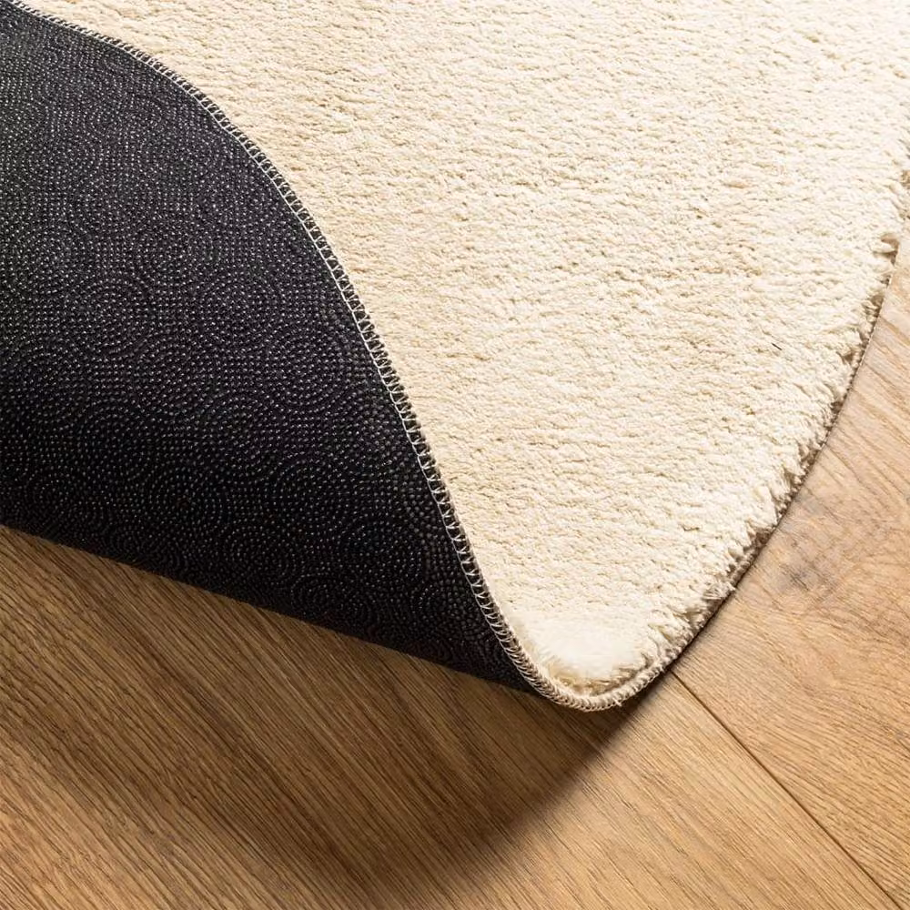 Berkfield Home HUARTE Round Short Pile Washable Rug in Cream/Beige, Diameter: 80 cm – 2