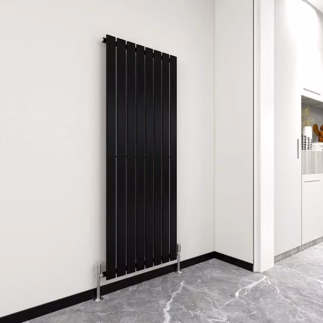 MCC Direct Designer Flat Panel Single Radiator, Black, W: 54.4 cm, H: 160 cm