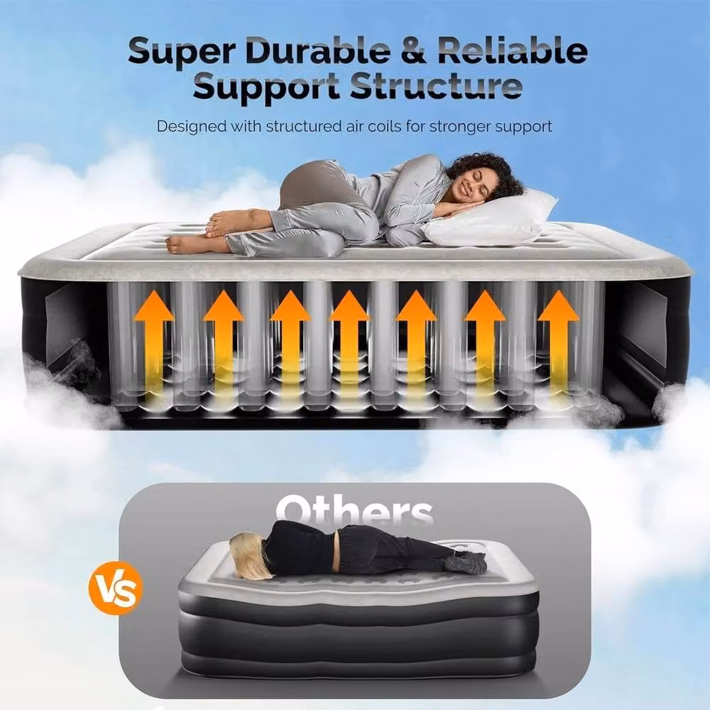 NESTLUNE King Size Double Inflatable Air Mattress Sofa Bed in Black, W/D: 200 x 180 cm – 4