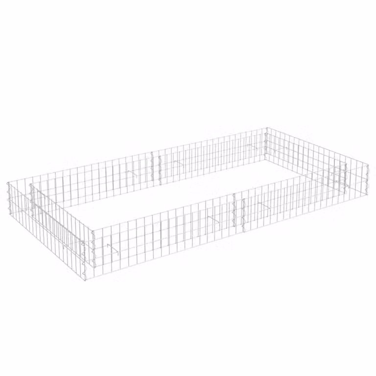 Berkfield Home Silver Galvanised Steel Wire Mesh Stone Gabion Raised Bed, W: 200 cm, D: 100 cm, H: 20 cm