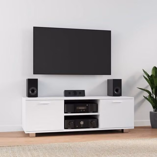 Berkfield Home Modern White TV Cabinet in Engineered Wood W/D/H: 120 x 40.5 x 35 cm