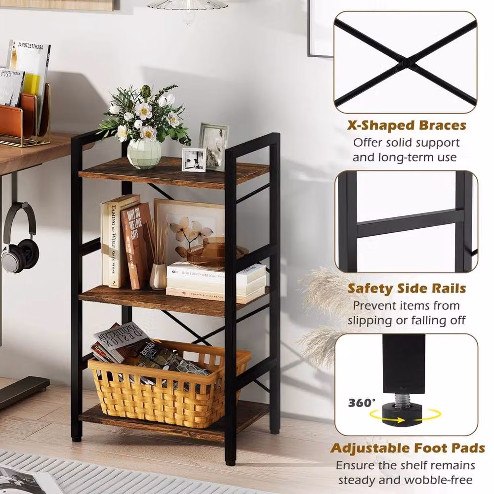 NESTLUNE Industrial Freestanding Storage Organizer Display Shelf in Brown – 5