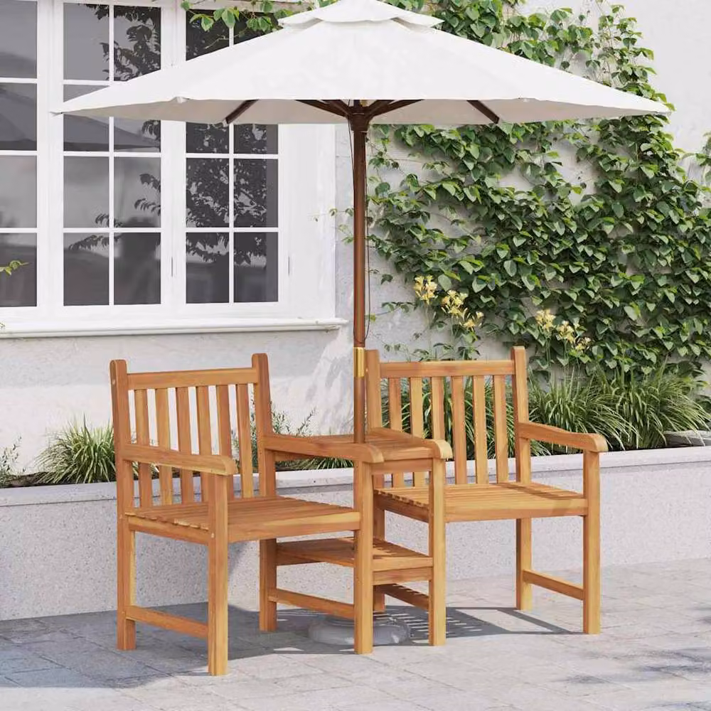 Berkfield Home Geometric Outdoor Garden Chairs in Brown Solid Teak Wood with Cushion Storage – 2