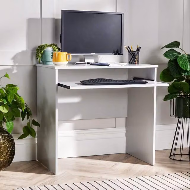 Home Source Newport Space Saving Computer Office Desk in Grey and White