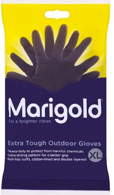 Marigold Extra Tough Outdoor Rubber Gloves in Black and Multicolour, Large