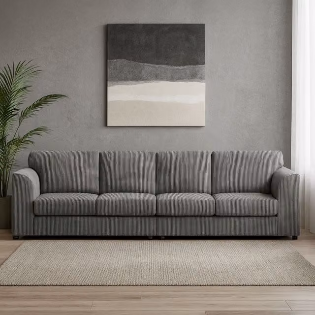 Luxor Living Luxor 4 Seater Jumbo Cord Fabric Sofa in Grey