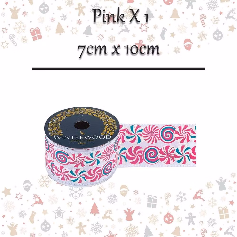 VFM e-Store Christmas Party Hanging Textile Ornament, Striped Geometric Design, Pink, White and Blue, W/H: 7 x 10 cm – 2