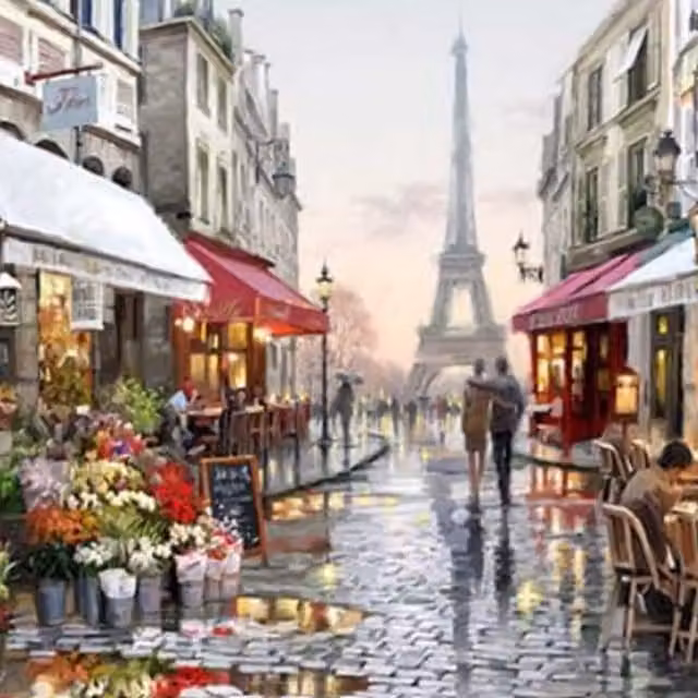 Syntego Town of Paris Paint by Numbers Kit in Multicolour and Yellow
