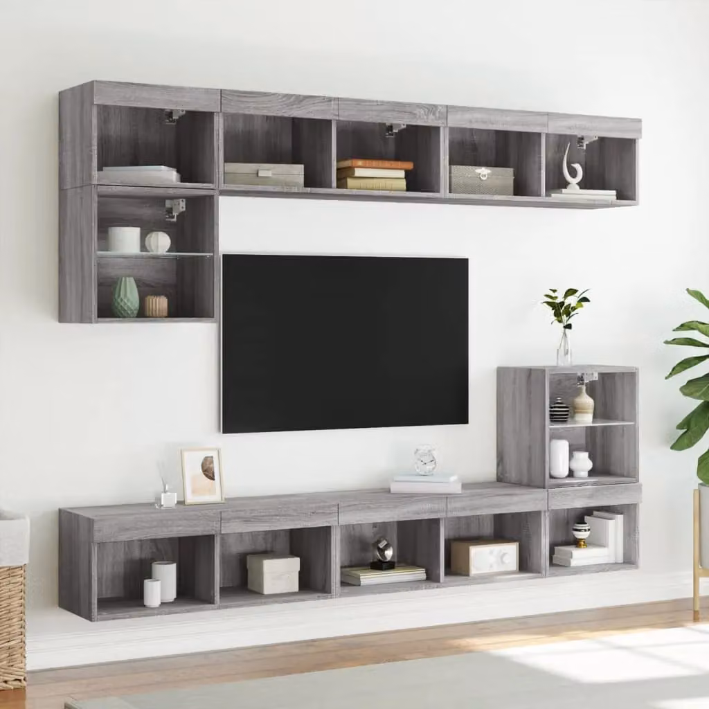 Berkfield Home TV Cabinet with LED Lights in Grey Sonoma, W/D/H: 80 x 30 x 30 cm – 4