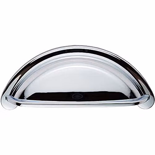 Loops Cabinet Cup Pull Handle in Polished Chrome, W: 9.4 cm, H: 4.15 cm, Fixing Centres: 7.6 cm – 1