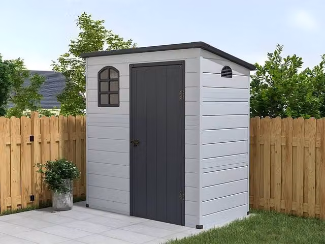 Vente-unique NERIO Pent Resin Garden Shed with Window and Single Door, Anthracite Grey