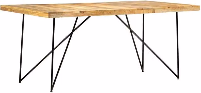 Berkfield Home Brown Solid Mango Wood Rectangular Dining Table W/D/H: 180 x 90 x 76 cm