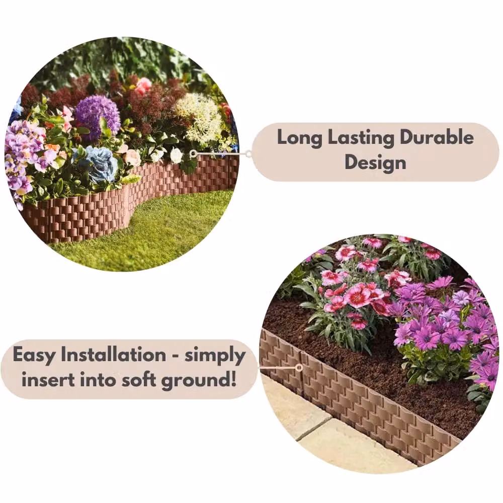 Marco Paul Rattan Style Garden Edging, Brown, 2.4m – 6