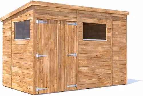 Dunster House Overlord Modular Garden Shed with Pent Roof and Window in Brown