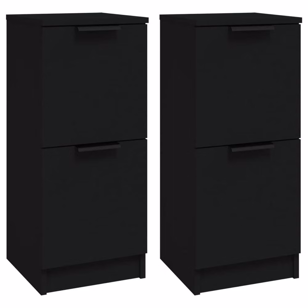 Berkfield Home Set of 2 Modern Black Matt Sideboards in Engineered Wood W/D/H: 30 x 30 x 70 cm – 2