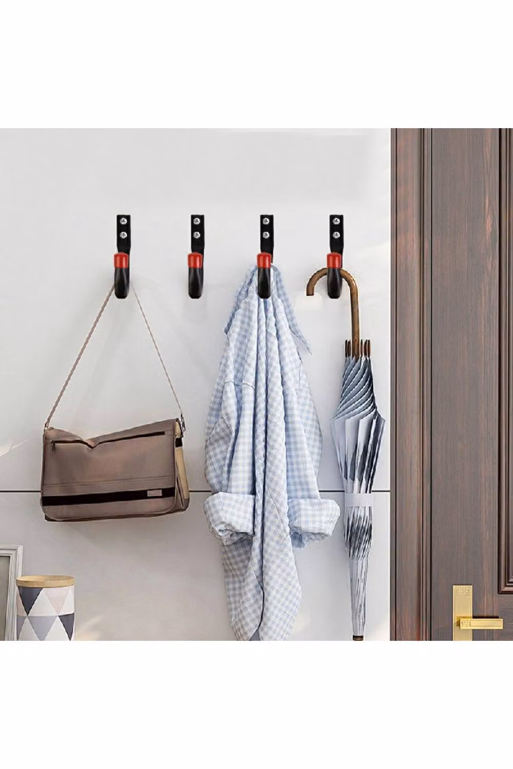 KDMD 6-Pack Heavy Duty Steel Wall Mounted Utility Hook Organiser in Black – 4