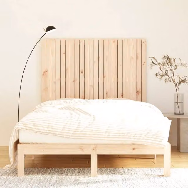 Berkfield Home Solid Wood Pine Wall Headboard in Beige, W: 140 cm, D: 3 cm, H: 110 cm