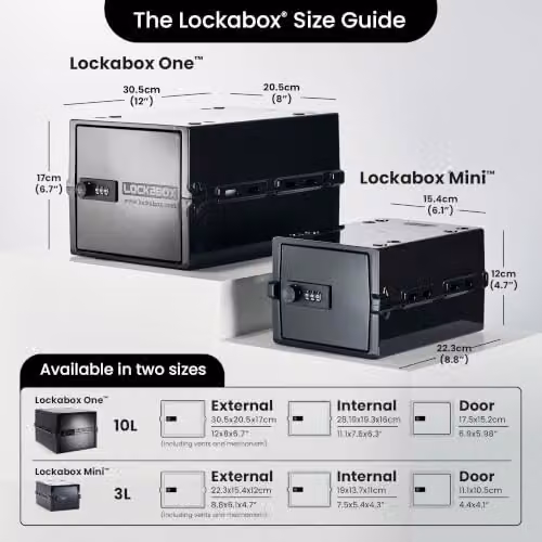Lockabox One Premium Lockable Medicine Box, Black, W/D/H: 21 x 21 x 17 cm – 5