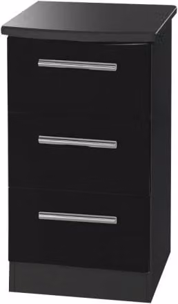 Welcome Knightsbridge Black High Gloss 3 Drawer Bedside Table