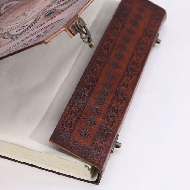 KDMK Huge Tomb Book with Chakra Stones Dragon Mandala in Orange Faux Leather Hardcover