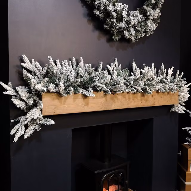 Samuel Alexander 1.8m Snow Flocked Lapland Christmas Garland in Green