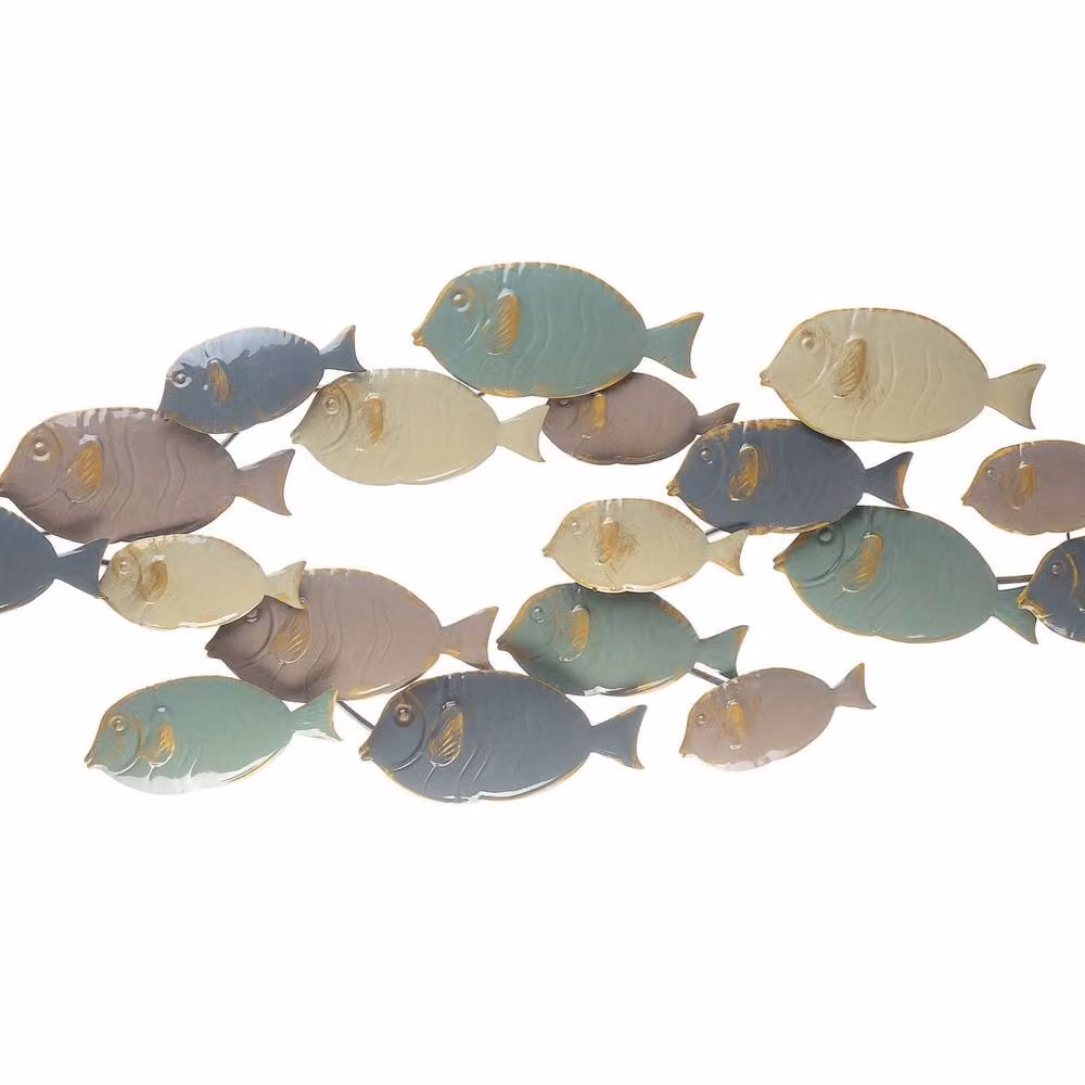 Wyld and Coco Handmade Coastal Multicolour Metal Fish Wall Art in Blue – 2