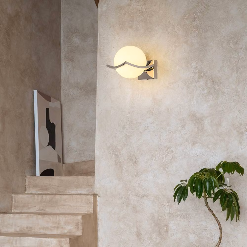 Pheashine Creative Round Wall Lamp with White Glass Globe and E27 Socket, Diameter: 15 cm – 3