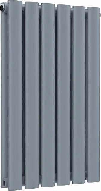 Lux Heat Oval Horizontal Double Radiator in Pebble Grey, W: 600 mm, H: 360 mm
