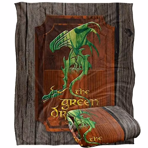 LOGOVISION Lord of the Rings Green Dragon Inn Sign Throw Blanket, Multicolour, W/D: 152 x 127 cm