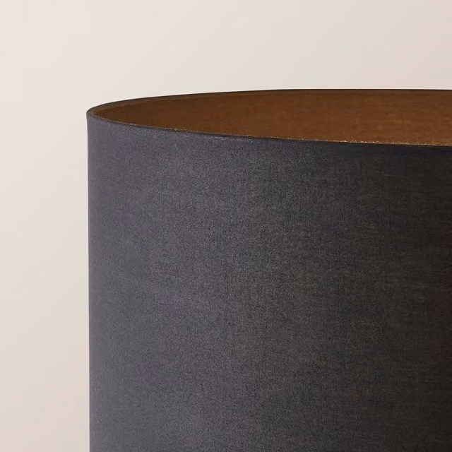 ValueLights Hiru 3 Tier Wooden Shelf Floor Lamp with Black Fabric Cylinder Shade and Bulb – 1