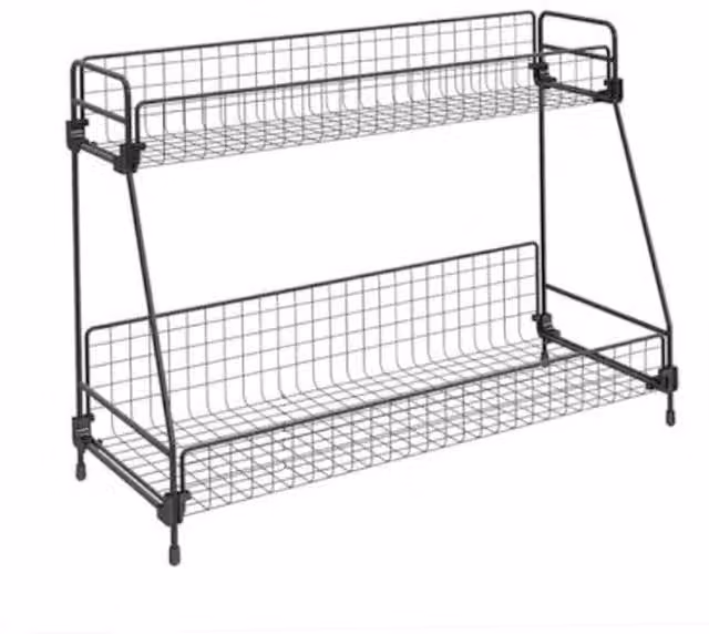 Livingandhome 2-Tier Metal Kitchen and Bathroom Countertop Organizer Rack, Black, Width: 41.5 cm