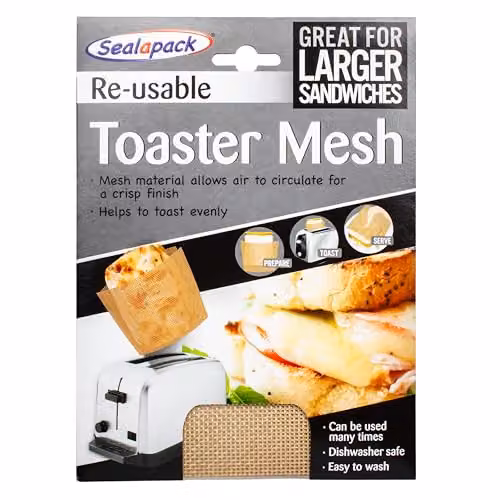 Sealapack Reusable Brown Mesh Toaster Sleeve for Crispier Toast and Sandwiches