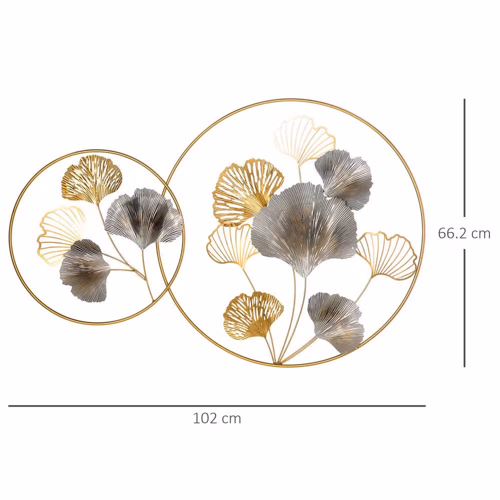 STILVORA Gold Metal Floral Round Wall Art, Diameter: 102 cm – 2
