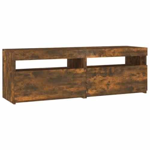 vidaXL TV Cabinet with LED Lights in Smoked Oak, W/D/H: 120 x 40 x 40 cm