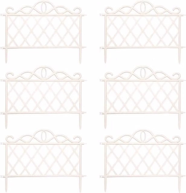 Samuel Alexander 6 Pack White Plastic Garden Border Fence Edging with Lattice Design