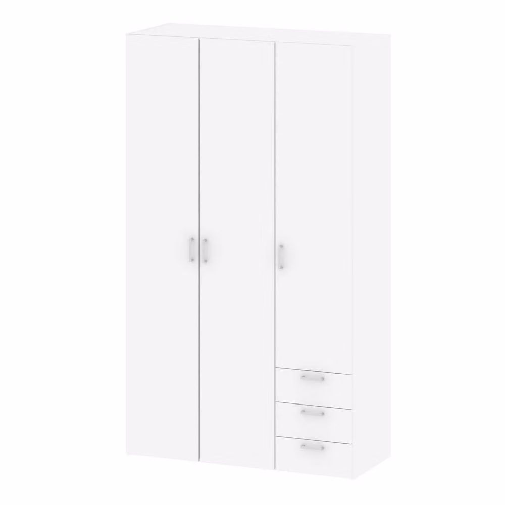 Wyld Haus Munich White 3 Door Wardrobe with 3 Drawers and 5 Shelves – 2