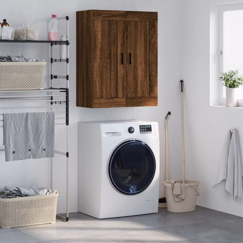 Berkfield Home Wall Mounted Cabinet in Brown Oak, W/D/H: 69.5 x 34 x 90 cm – 2