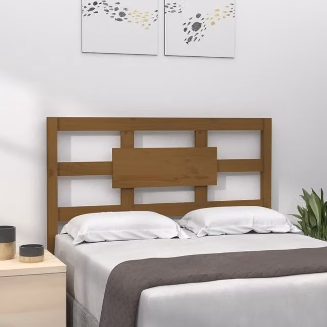 Berkfield Home Rustic Solid Pine Bed Headboard in Honey Brown, W/D/H: 80.5 x 4 x 100 cm – 1