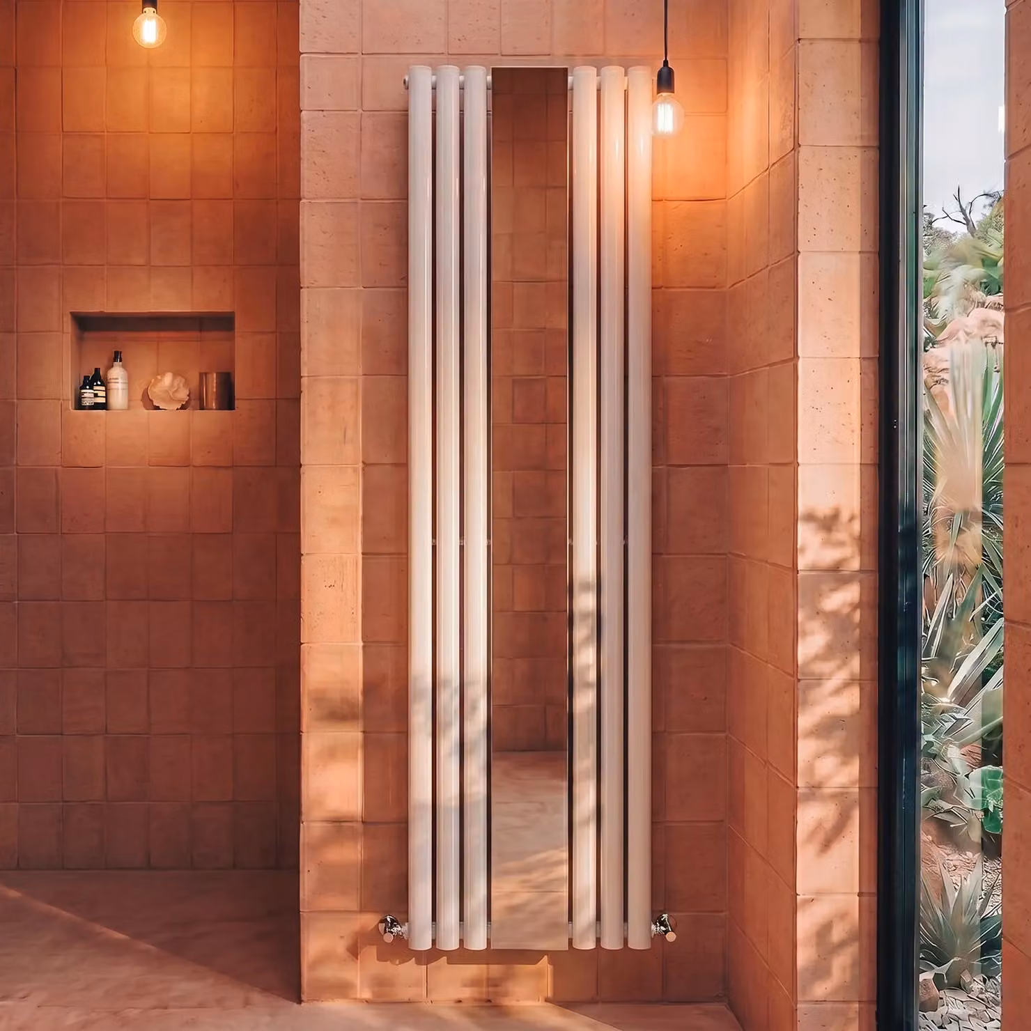 Balterley Embrace Vertical 1 Panel Radiator and Mirror, Gloss White, H 180.0 cm x W 49.9 cm – 3
