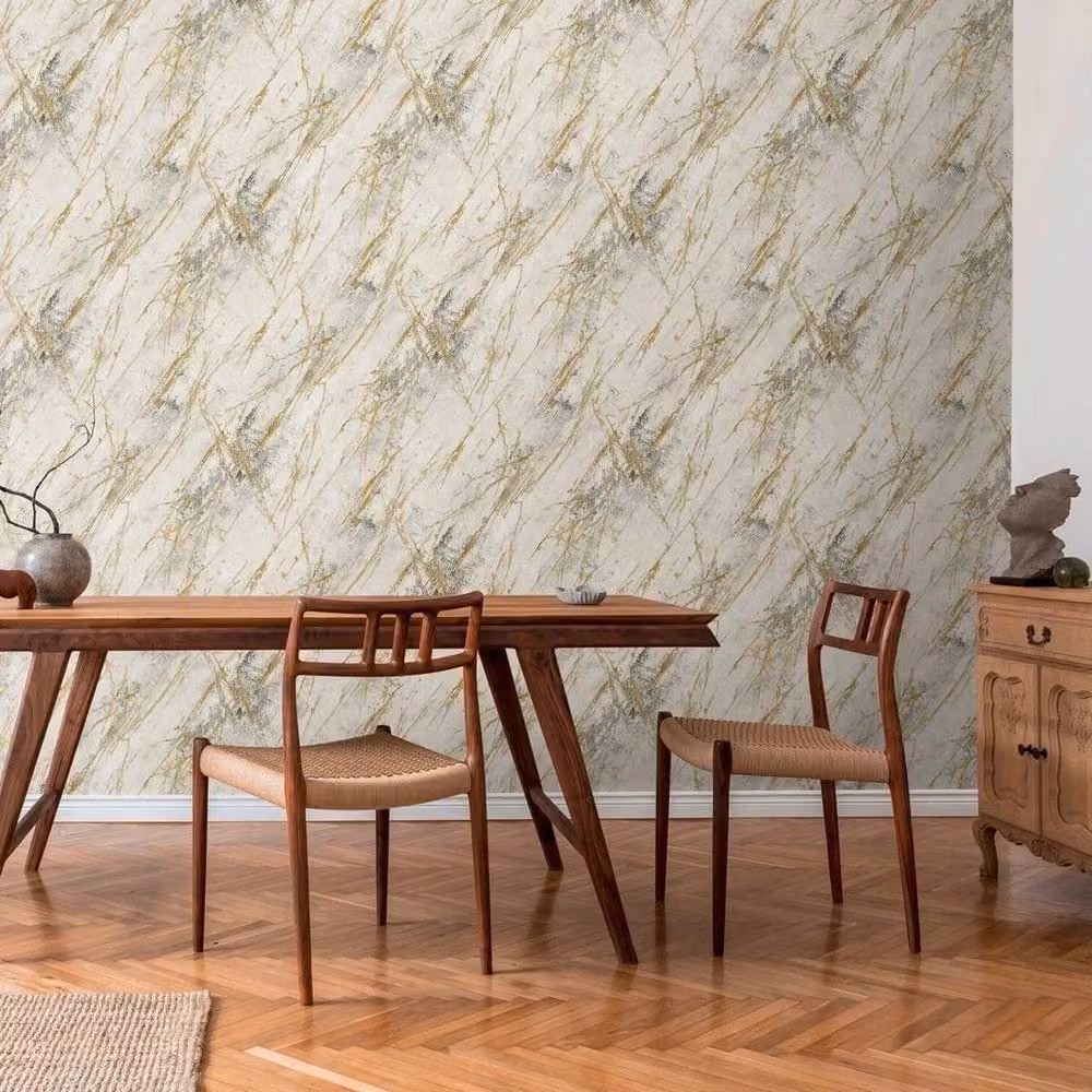 Havendro Grey and Gold Marble Effect Abstract Wallpaper – 2