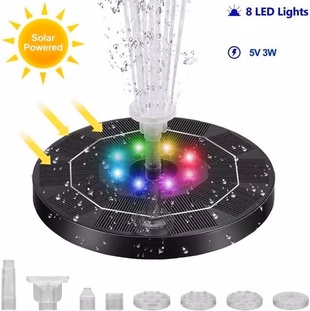 EONLION Solar Powered Round Water Fountain in Black, Diameter: 100 cm – 1
