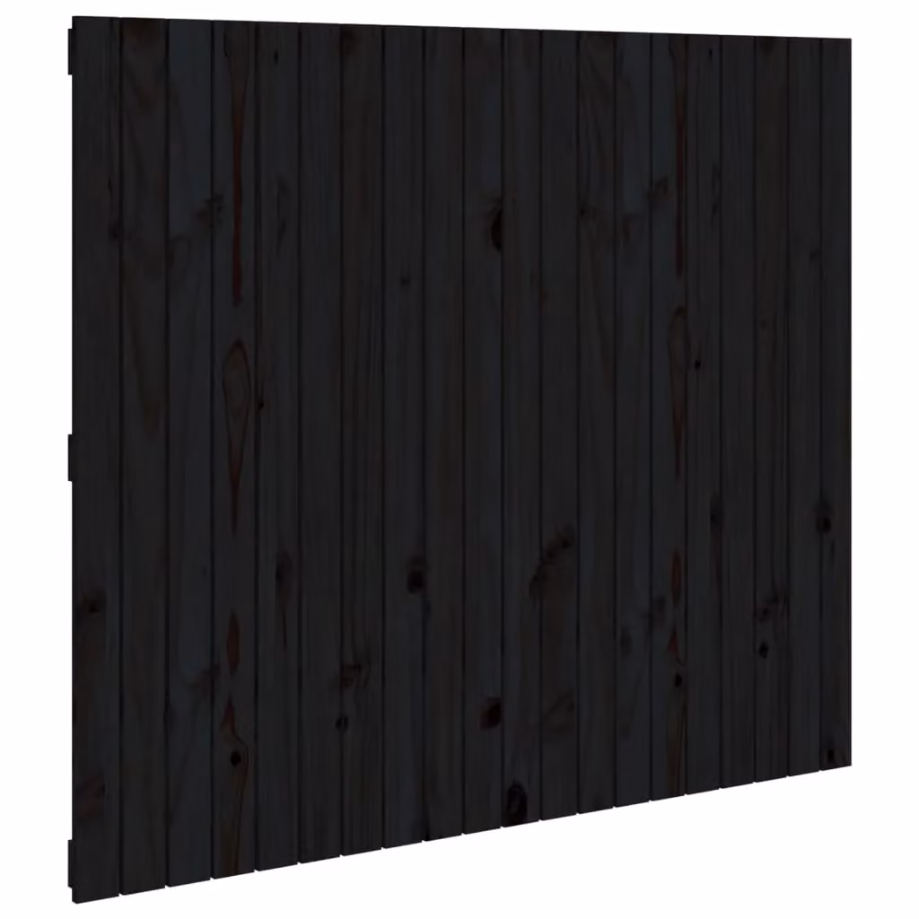 Berkfield Home Black Rustic Solid Pine Wall Mount Headboard W: 127.5 cm, D: 3 cm, H: 110 cm – 2