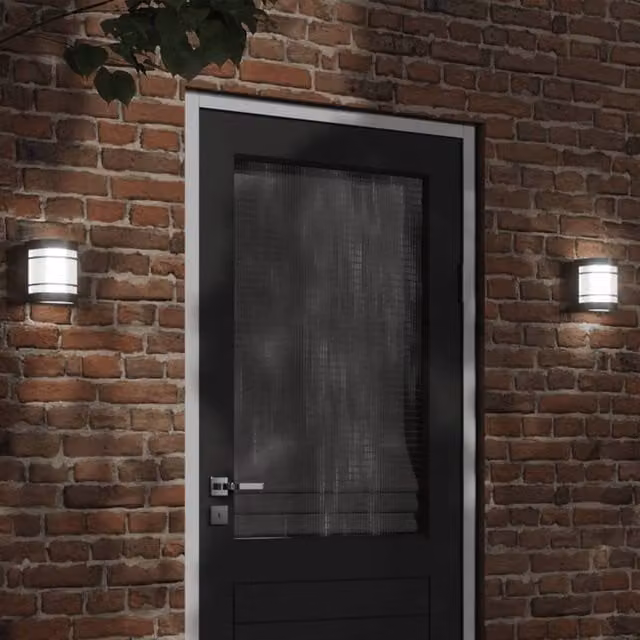 Berkfield Home Set of 2 Black Stainless Steel and Glass Outdoor Wall Lights for Garden – 1