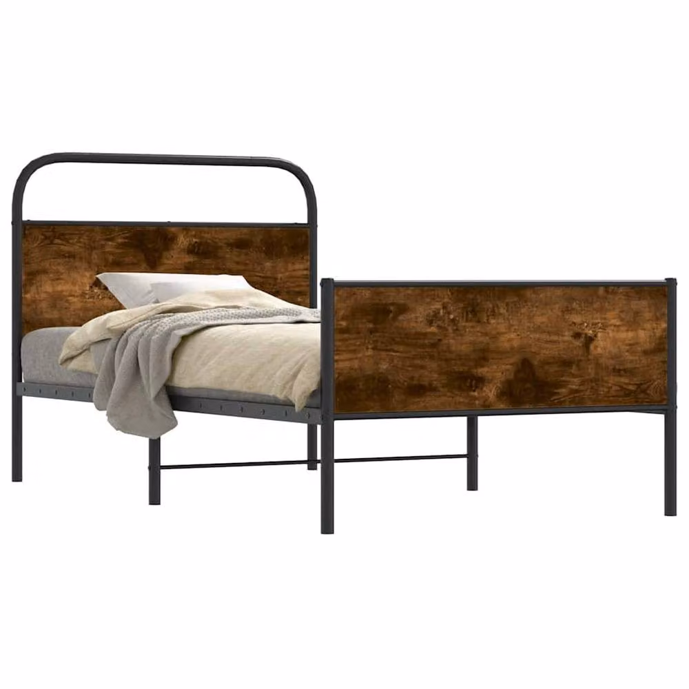 Berkfield Home Elegant Bed Frame in Sonoma Oak and Brown, W/D/H: 100 x 200 cm – 3