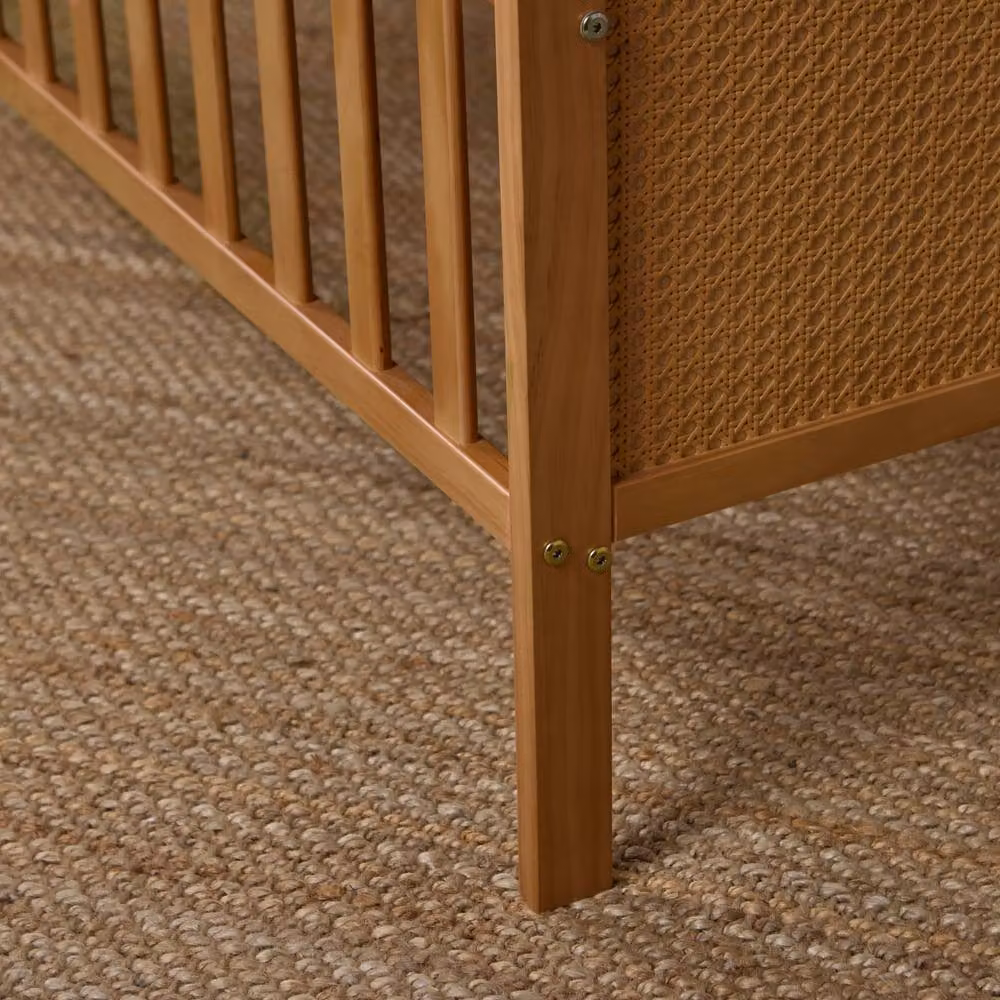 Baby Elegance Elle Cot Rattan in Light Brown with Solid Wood and 60 x 120 cm Mattress Space – 2